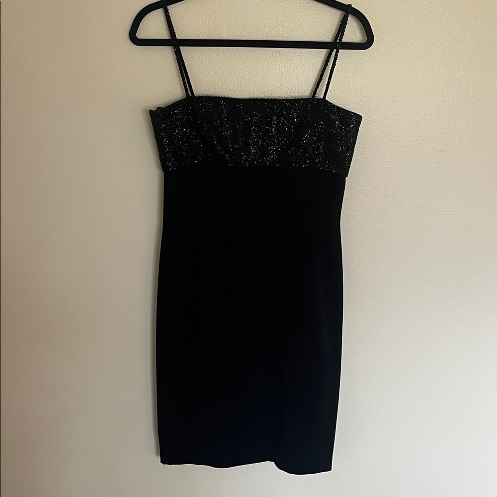 Oleg Cassini Black Strapless Dress with Sequins